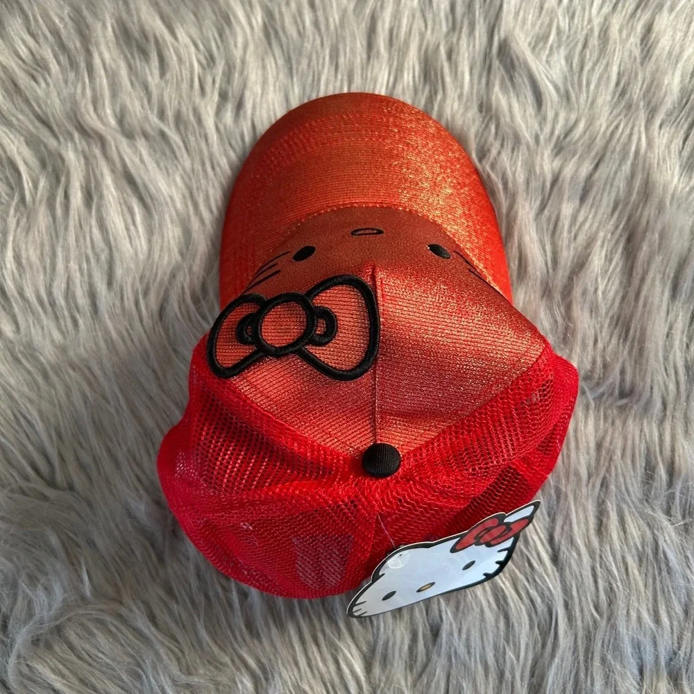 Hello Kitty Baseball Cap Girls‎ Red Sparkly Cat Hat Adjustable Back